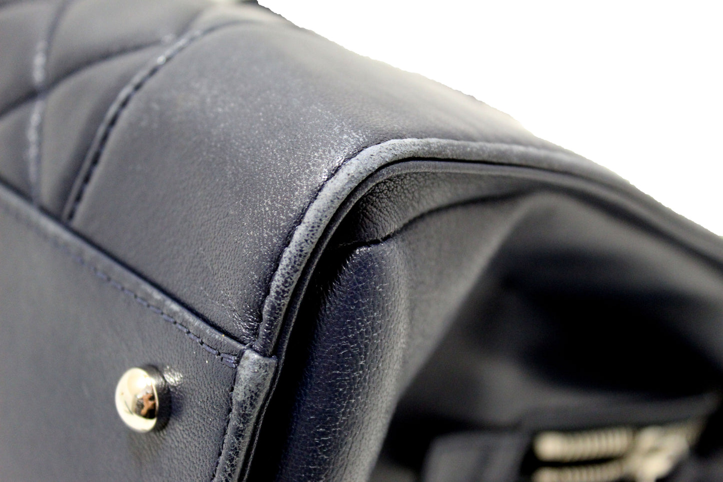 Chanel Quilted Blue Lambskin Leather Shopper Shoulder Tote Bag