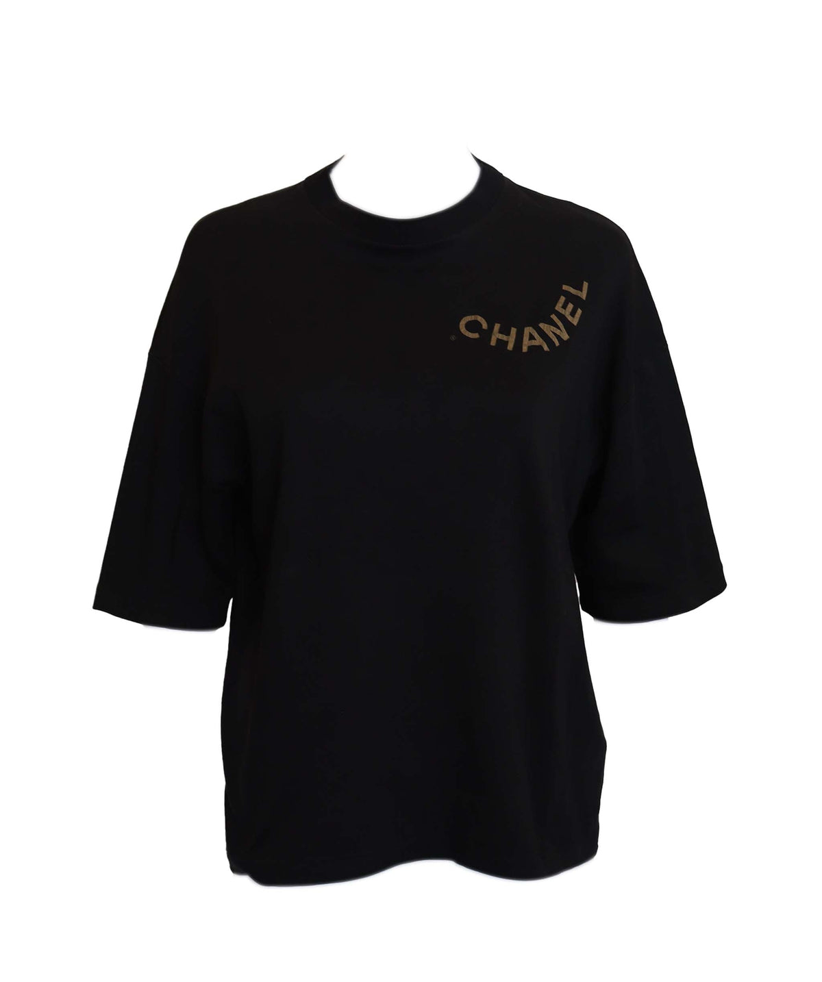 Chanel Logo Cotton Black Short sleeve top size XL DXBS3644