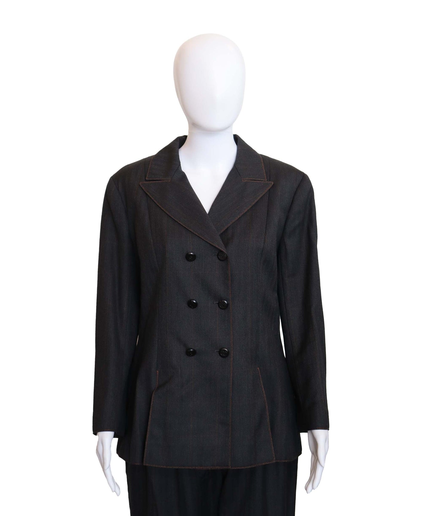 Chanel Coco Button Denim Grry Suit Size 42 DXBS3645