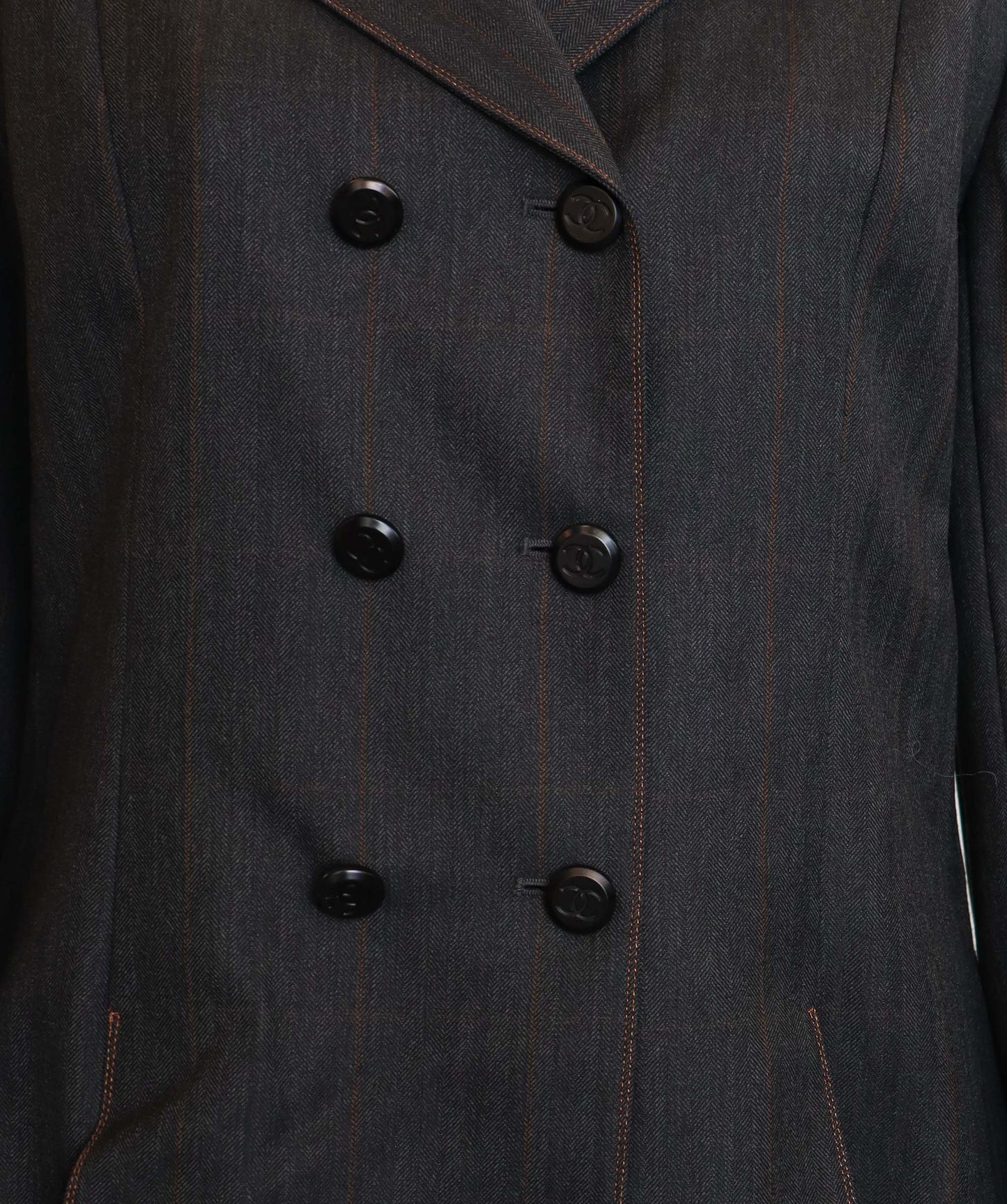 Chanel Coco Button Denim Grry Suit Size 42 DXBS3645