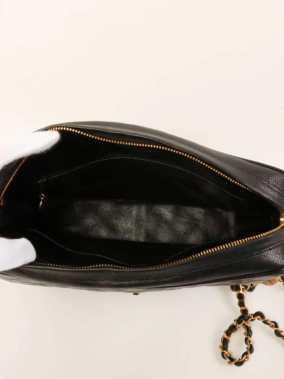 CHANEL Around 1995 Made Caviar Skin Turn-Lock Ball Charm Shoulder Bag Black