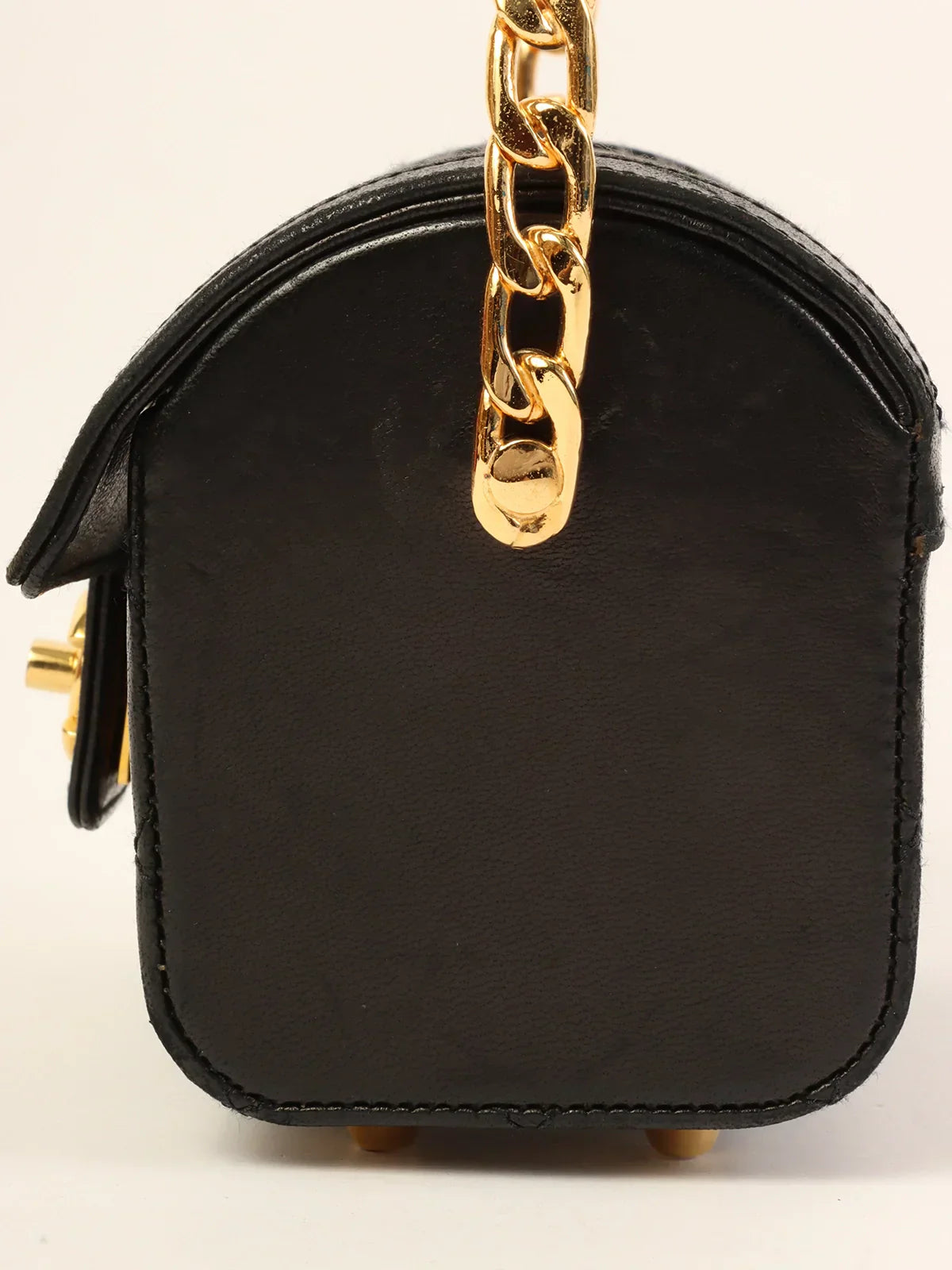 CHANEL Around 1985~1990 Made Turn-Lock Chain Handle Mini Bag Black