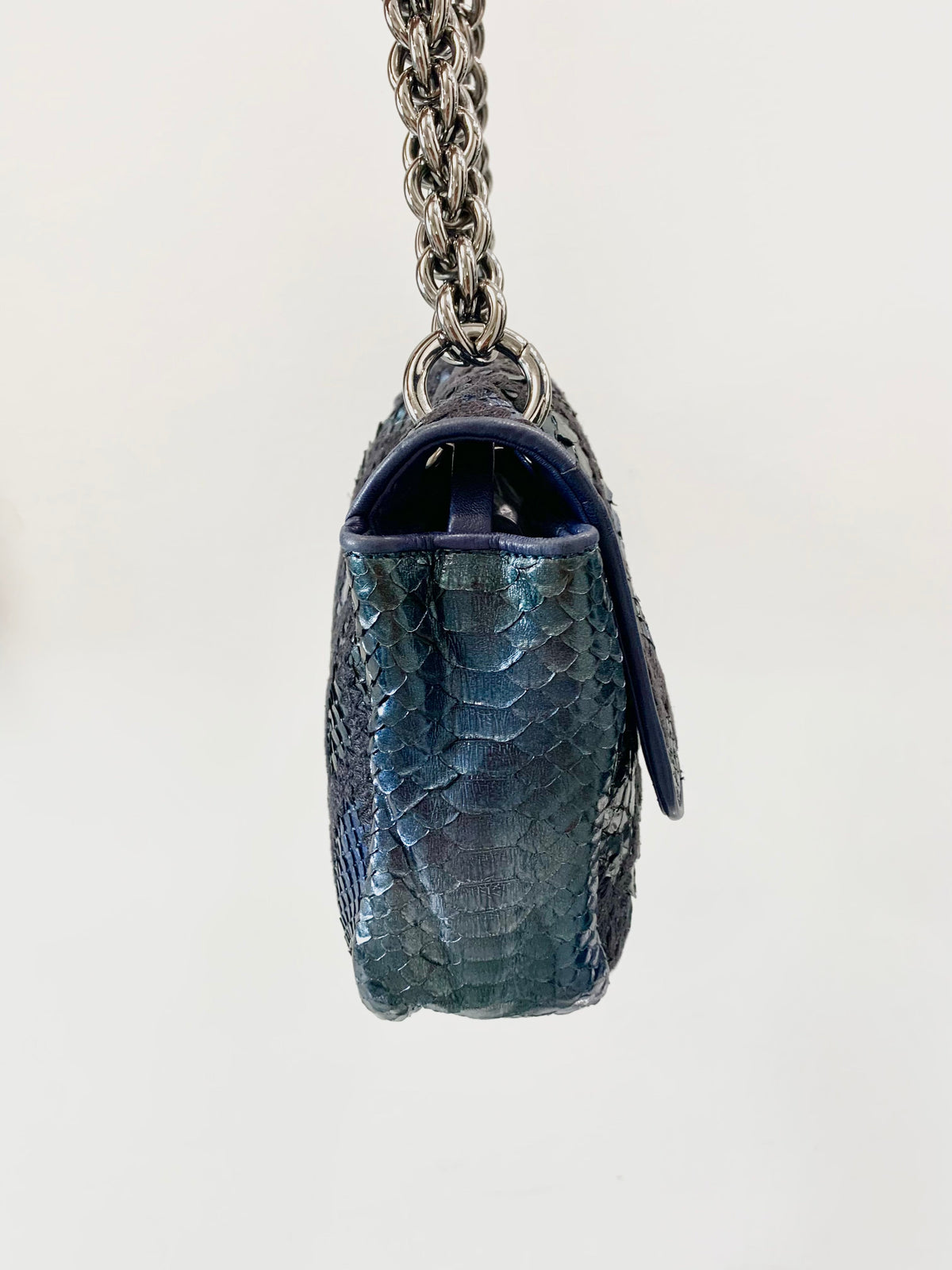 CHANEL PYTHON CROCHET JUMBO FLAP BAG-HS