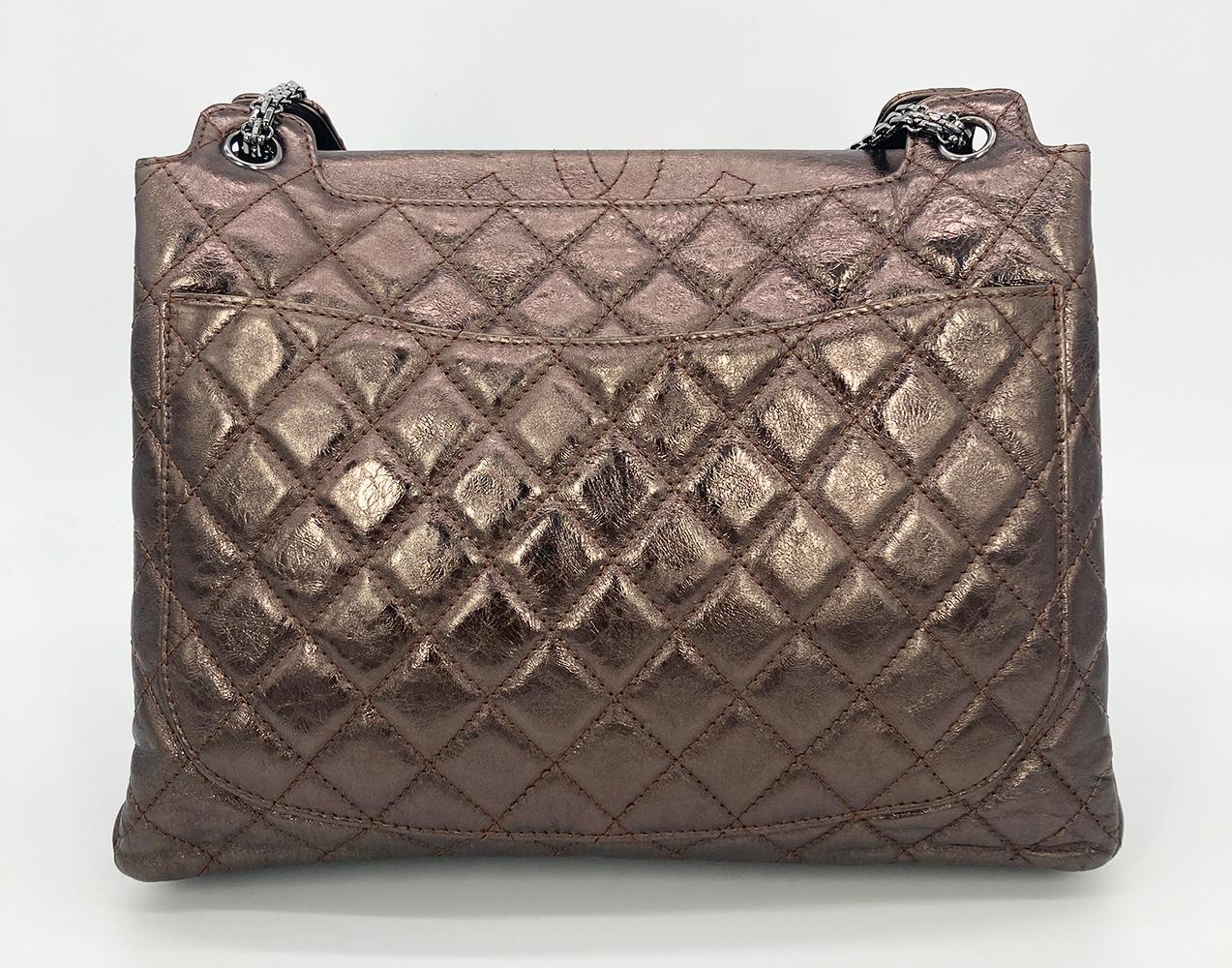 CHANEL Metallic Bronze Quilted Leather Classic Flap Shopping Tote