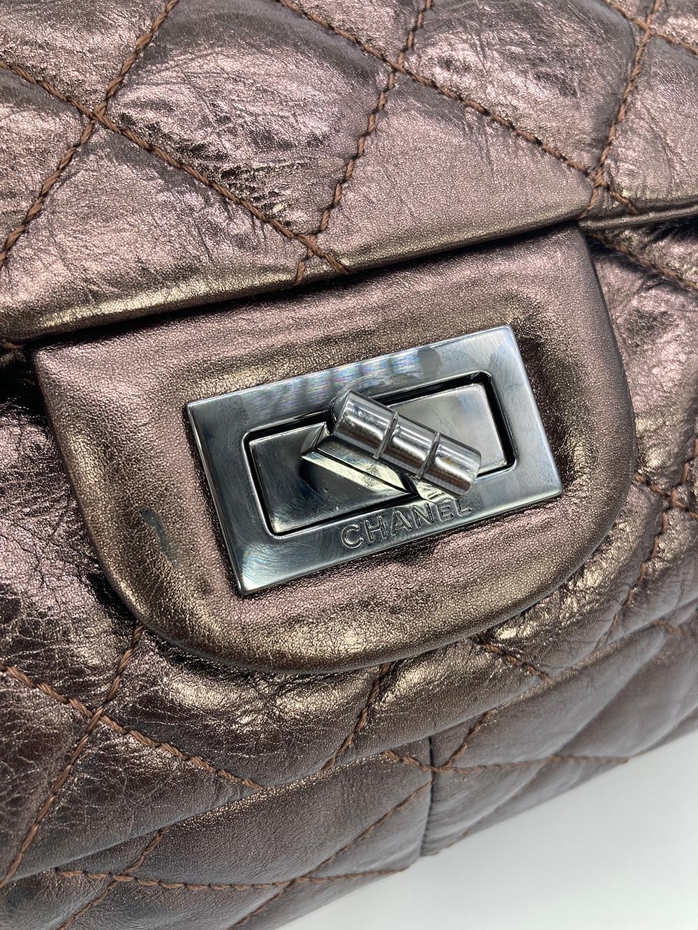 CHANEL Metallic Bronze Quilted Leather Classic Flap Shopping Tote