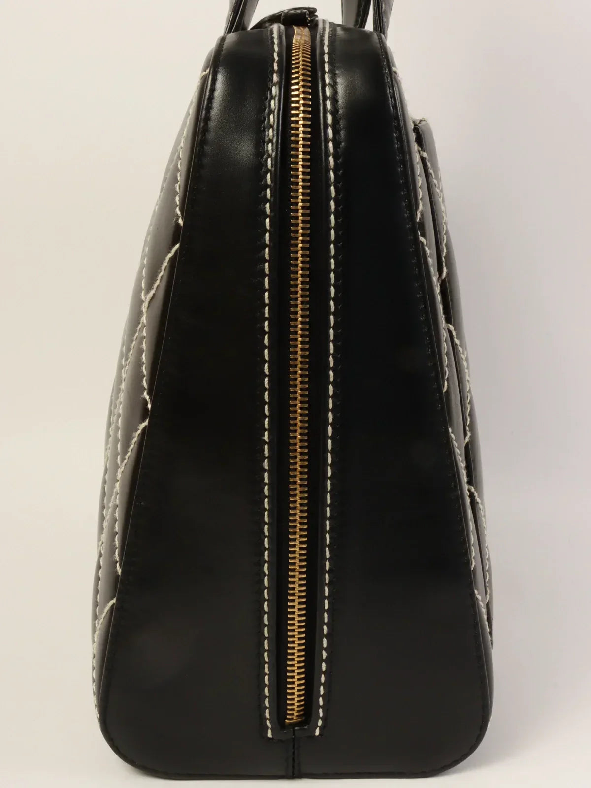 CHANEL Around 2001 Made Wild Stitch Cc Mark Plate Tote Bag Black