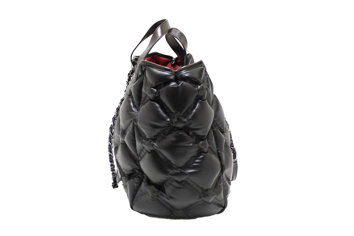 Chanel Black Bubble Quilted Lambskin Leather Large Tote