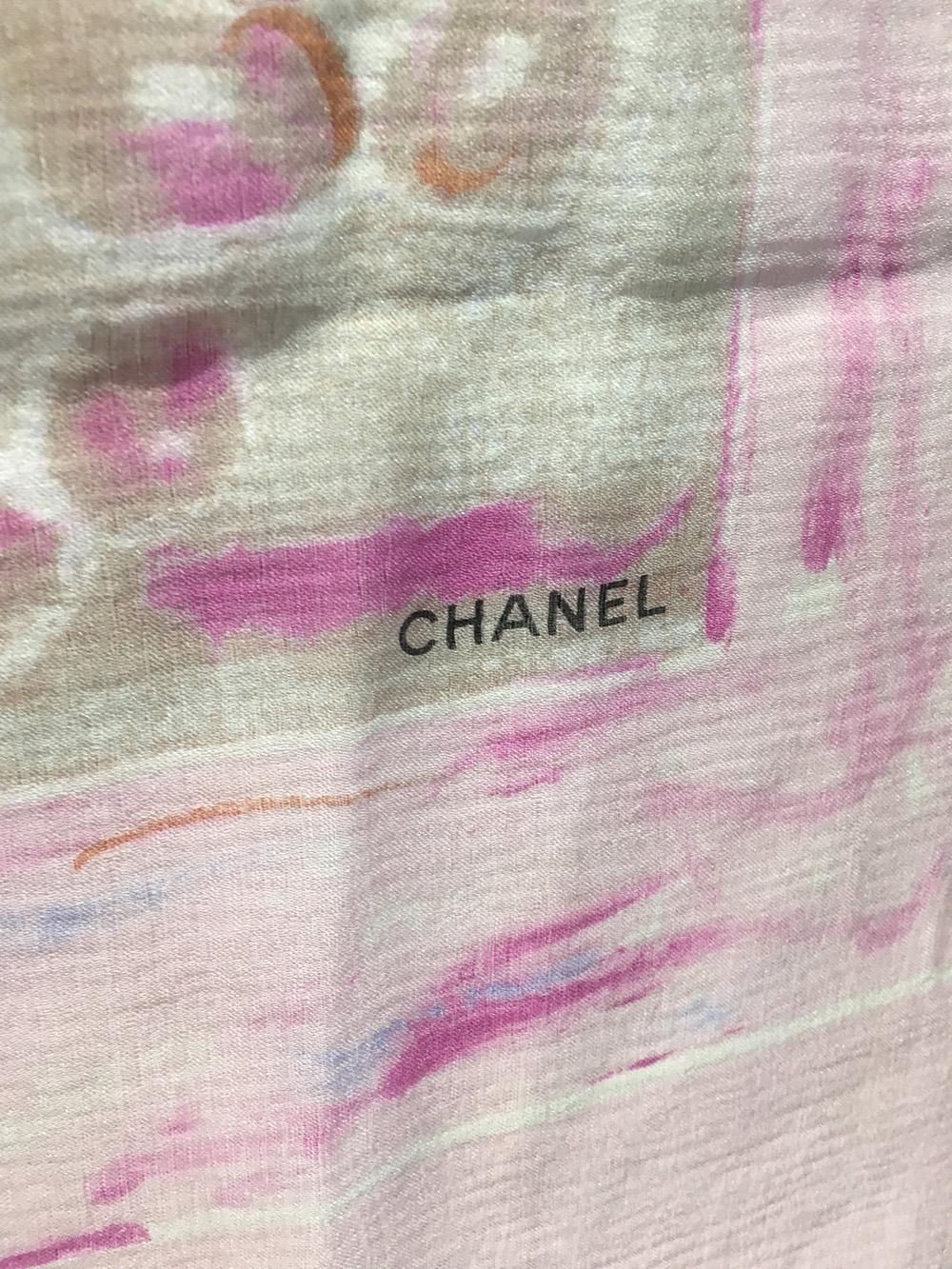 CHANEL Sheer Pink Silk Scarf