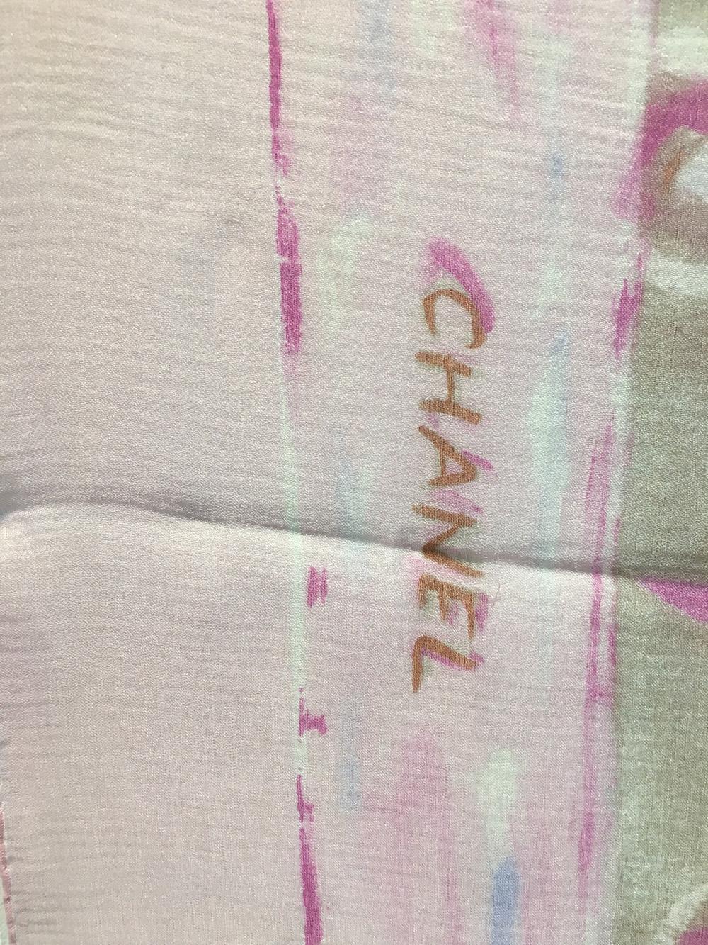 CHANEL Sheer Pink Silk Scarf