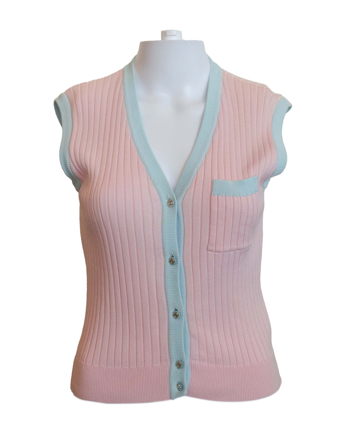 Chanel Logo Sleeveless Top Vest Pink Blue  DXBS3828
