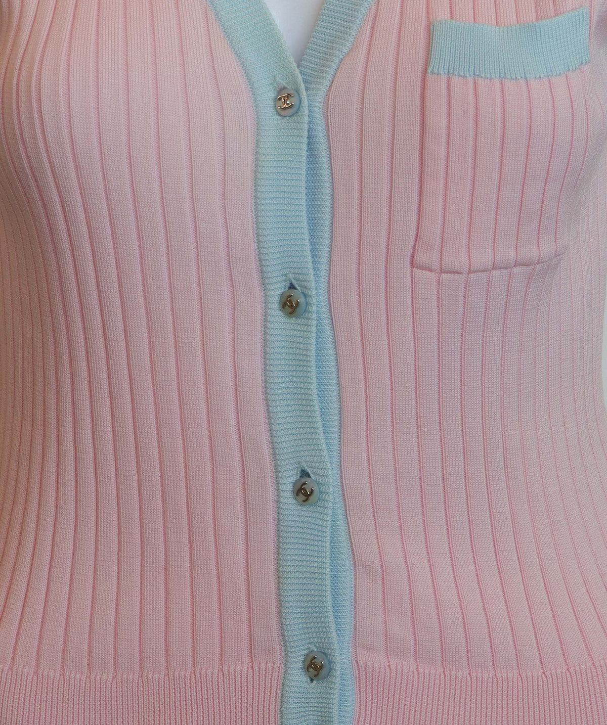 Chanel Logo Sleeveless Top Vest Pink Blue  DXBS3828