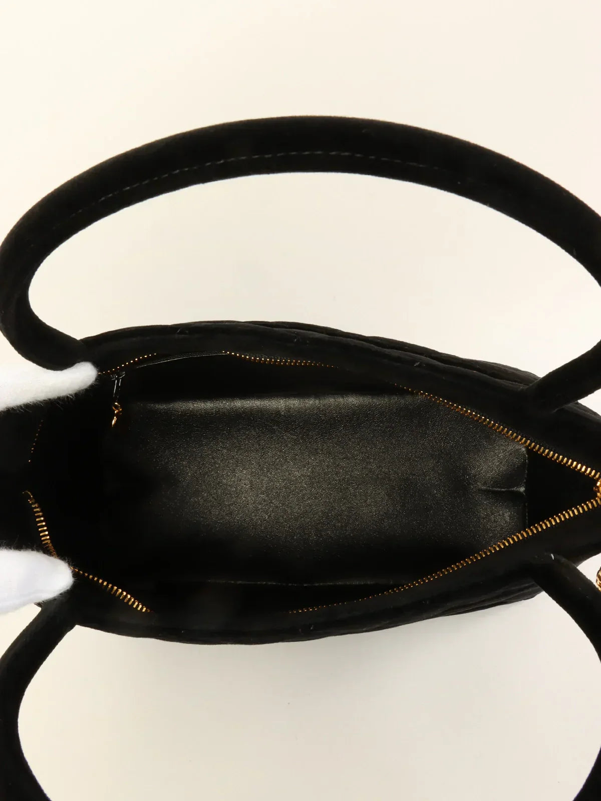 CHANEL Around 1998 Made Velvet Cc Mark Stitch Revival Tote Bag Black