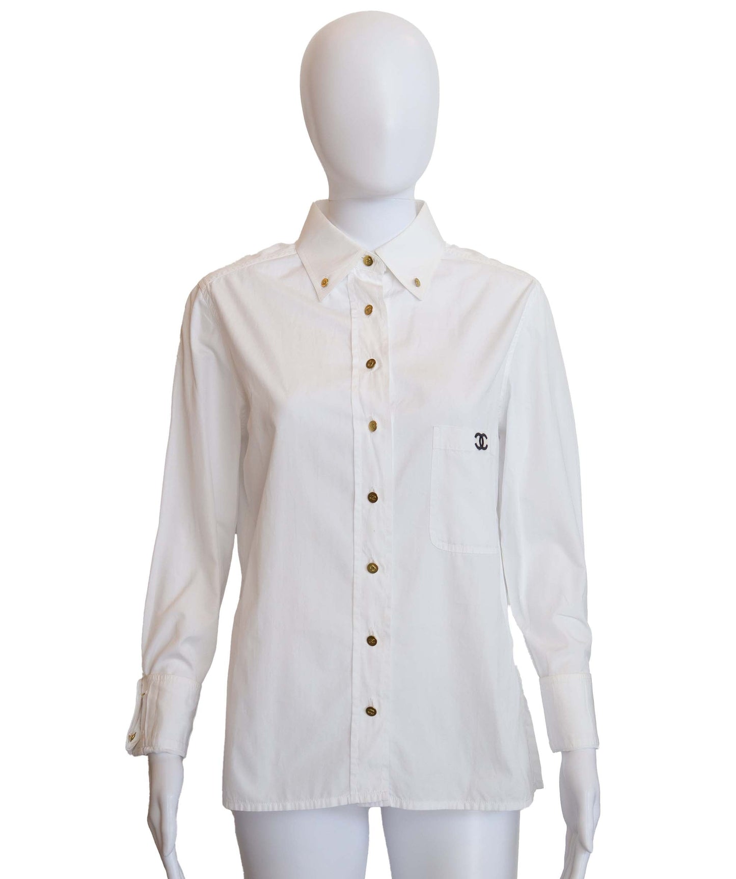 Chanel CC Logo Pocket Shirt White DXBS3834