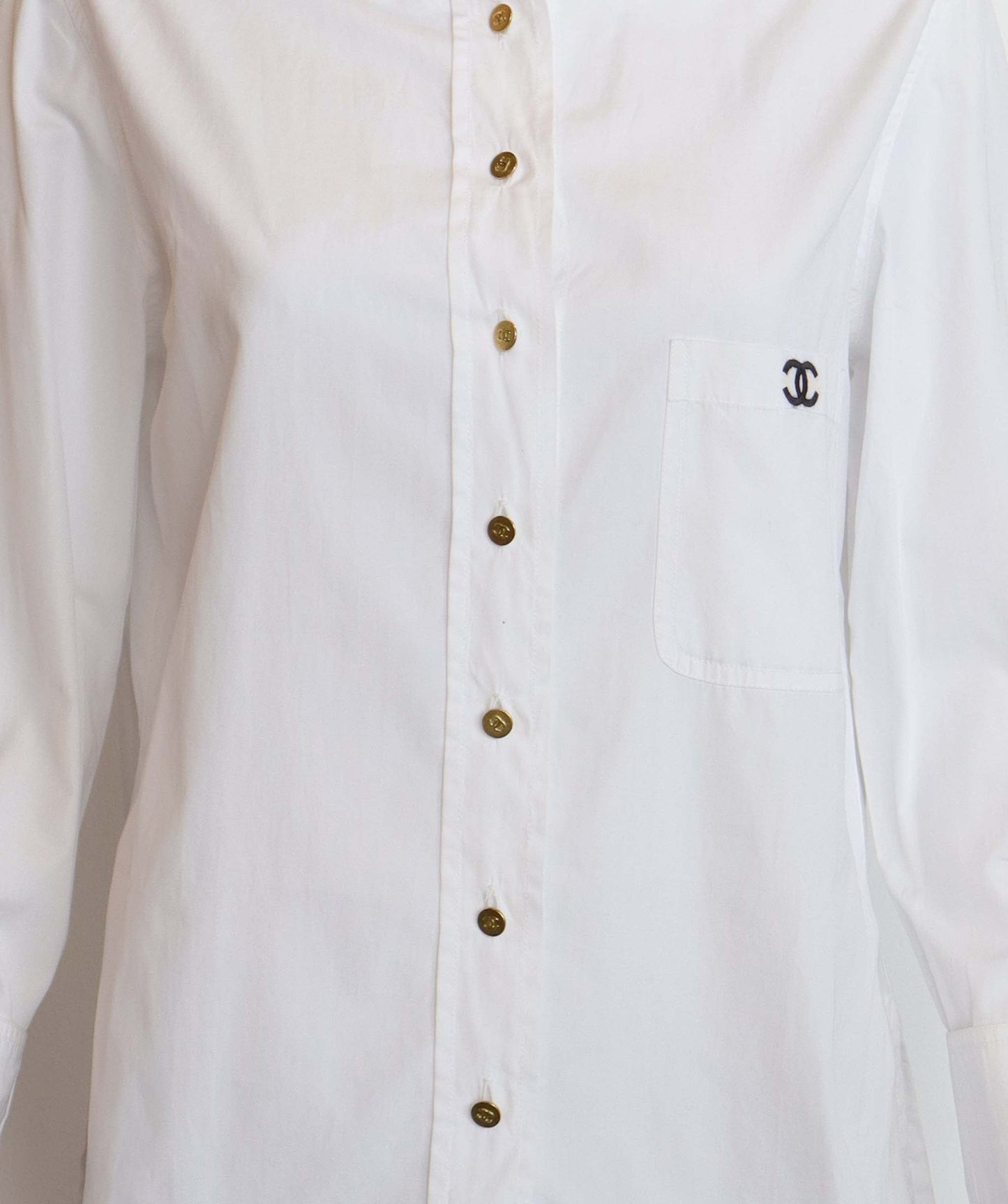 Chanel CC Logo Pocket Shirt White DXBS3834