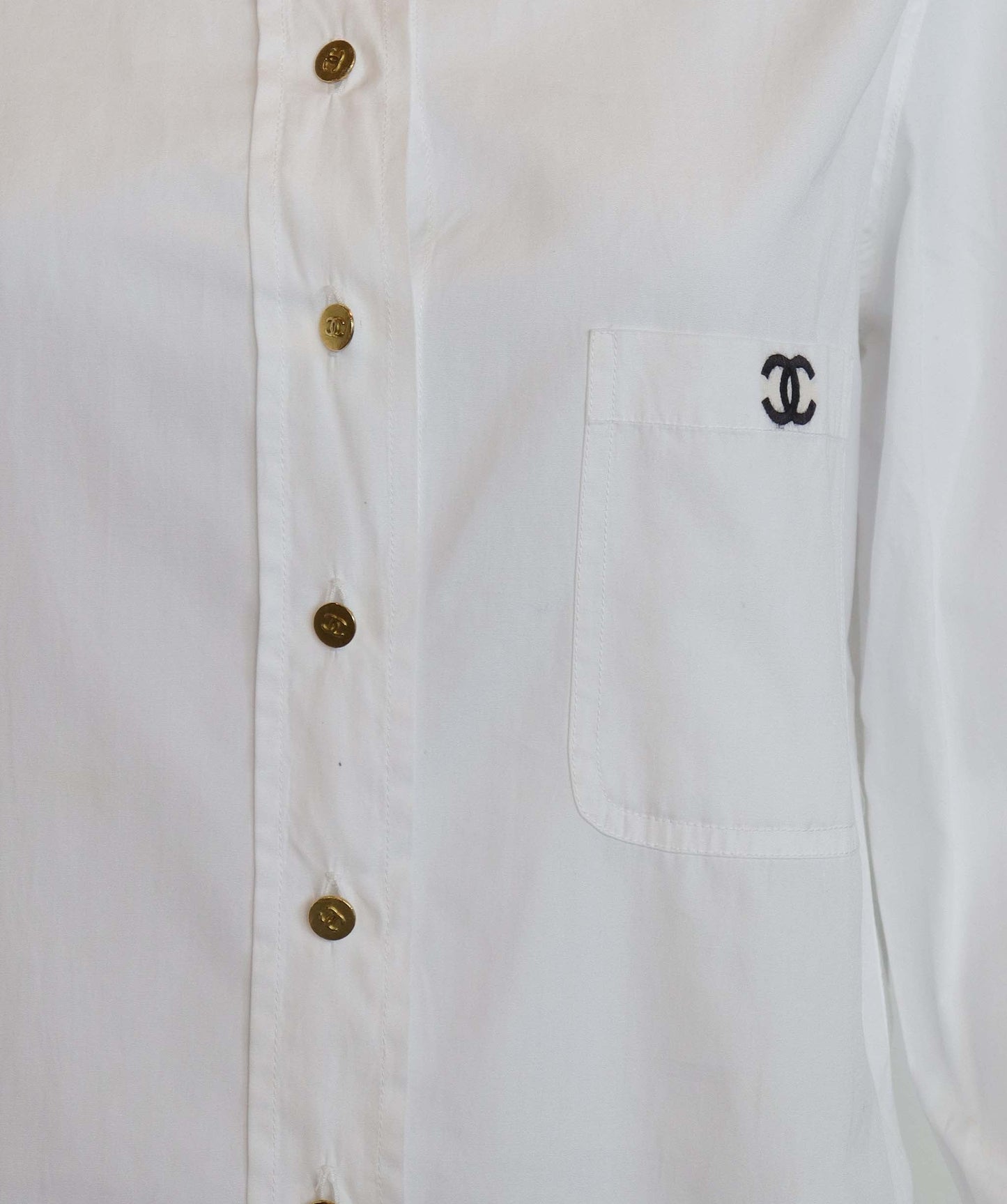 Chanel CC Logo Pocket Shirt White DXBS3834