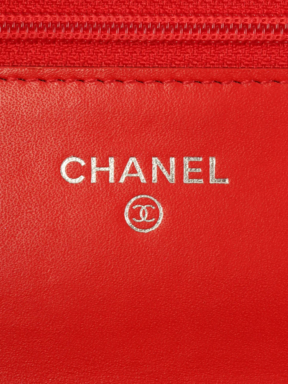 CHANEL Around 2013 Made Caviar Skin Cc Mark Stitch Wallet On Chain Cherry Tomato