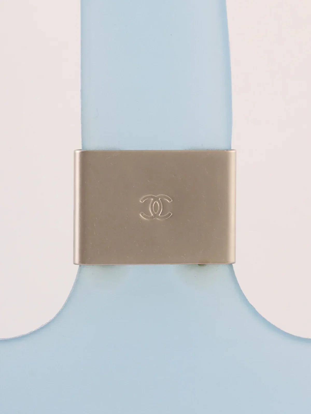 Top Quality Chanel Logo Rubber Tote Bag Clear Blue
