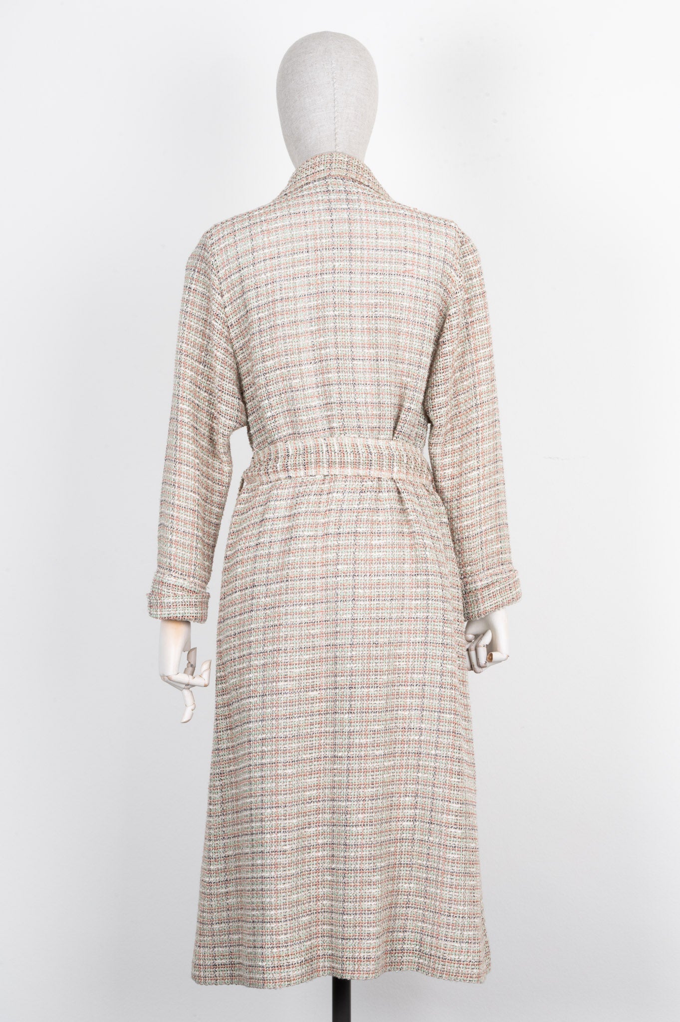 CHANEL Coat Tweed Cotton & Linen Beige, Red & Green