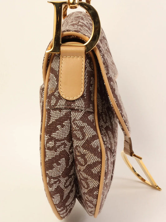 DIOR Trotter Pattern Saddle Bag Brown