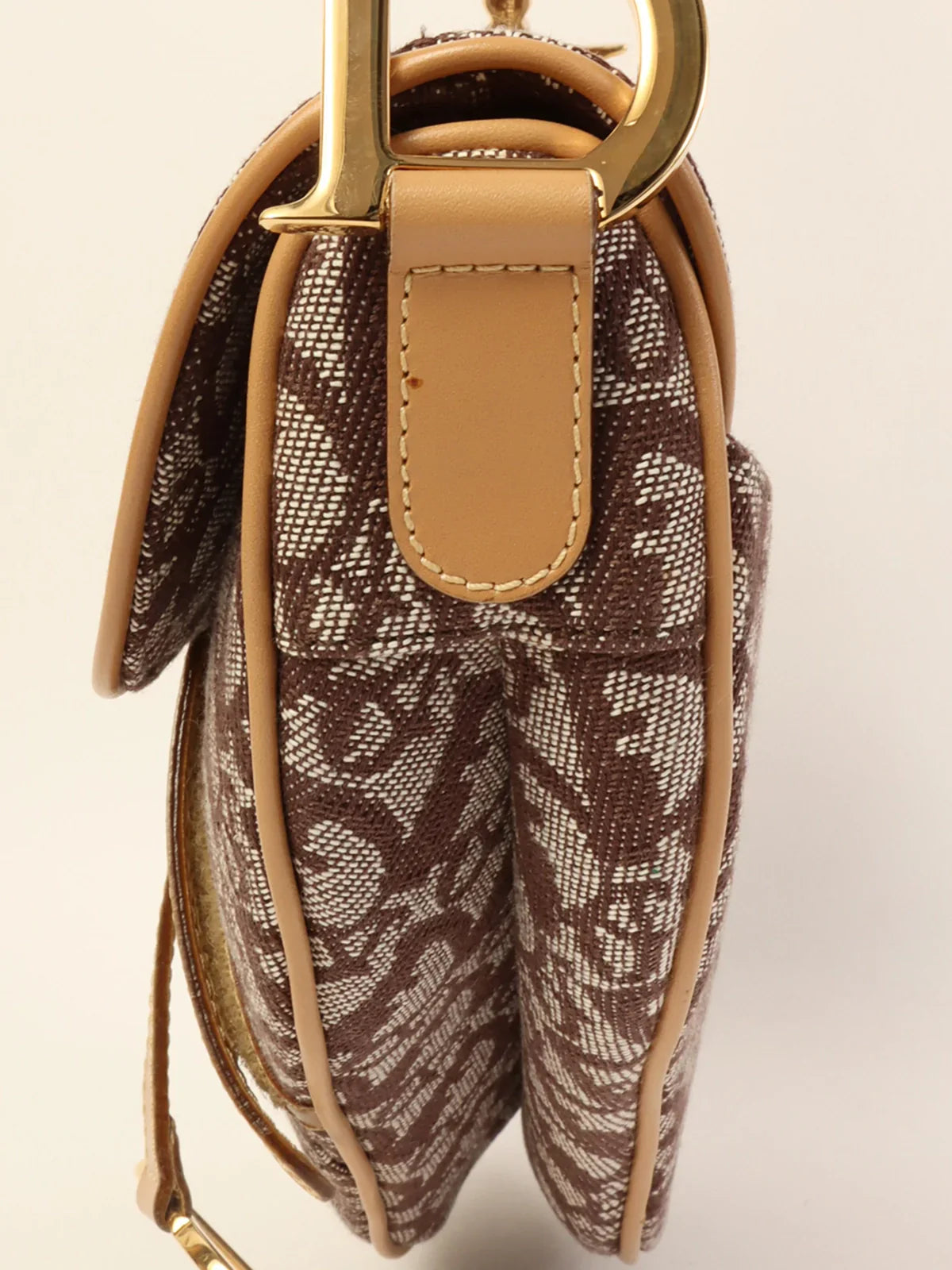 DIOR Trotter Pattern Saddle Bag Brown