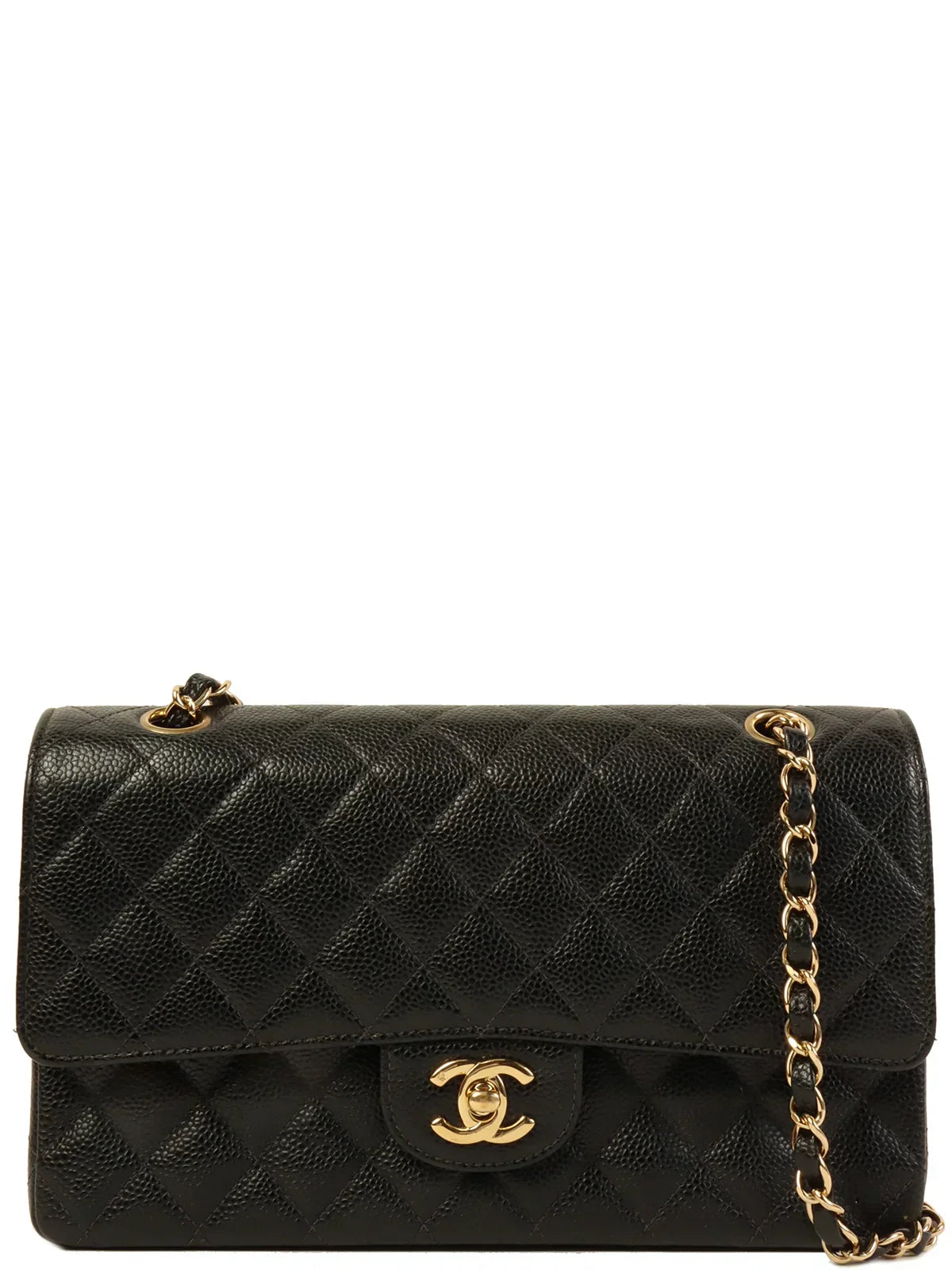 CHANEL Around 2001 Made Caviar Skin Classic Flap Chain Bag 25Cm Black