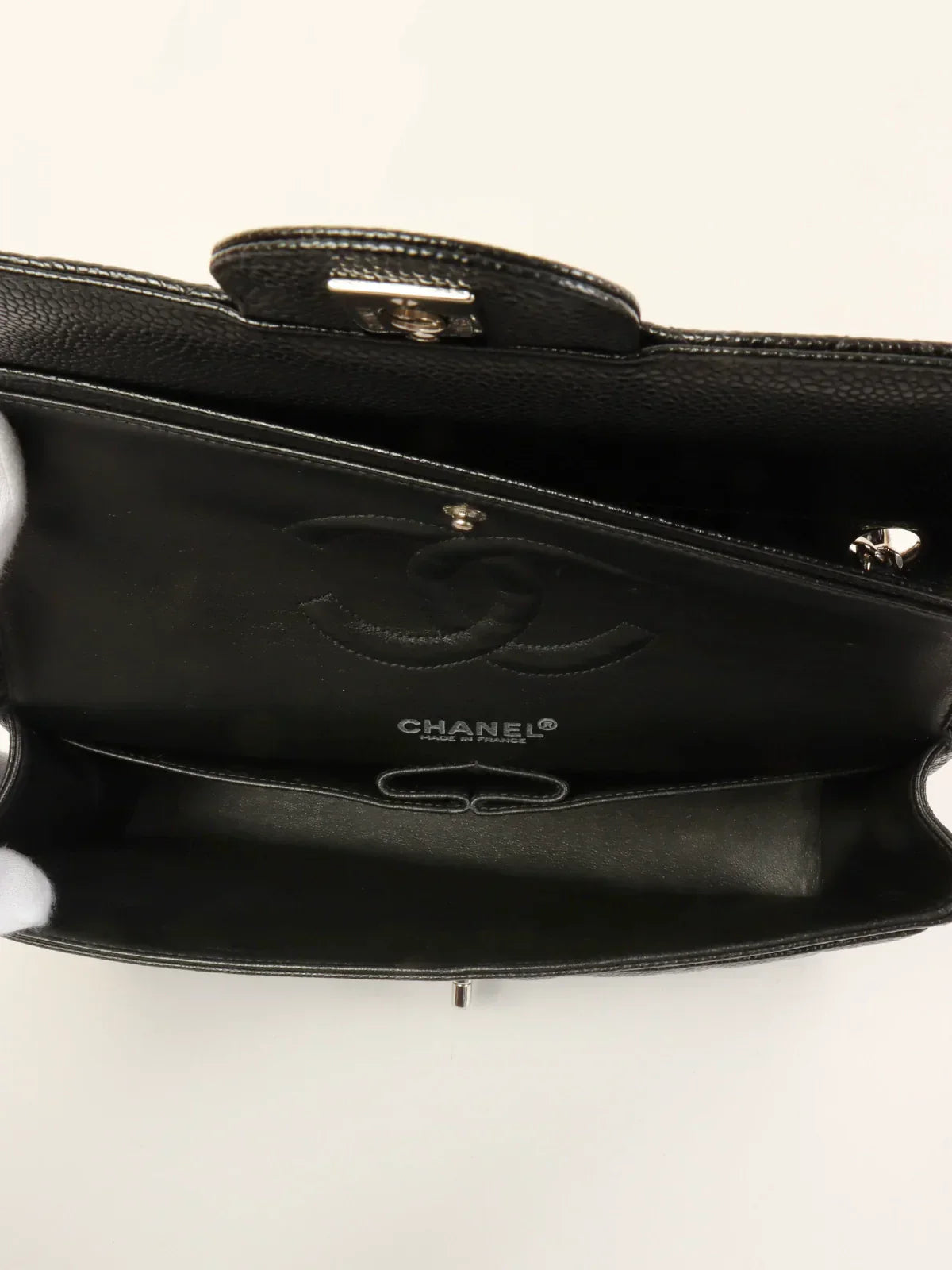 CHANEL Around 2000 Made Caviar Skin Classic Flap Chain Bag 25Cm Black