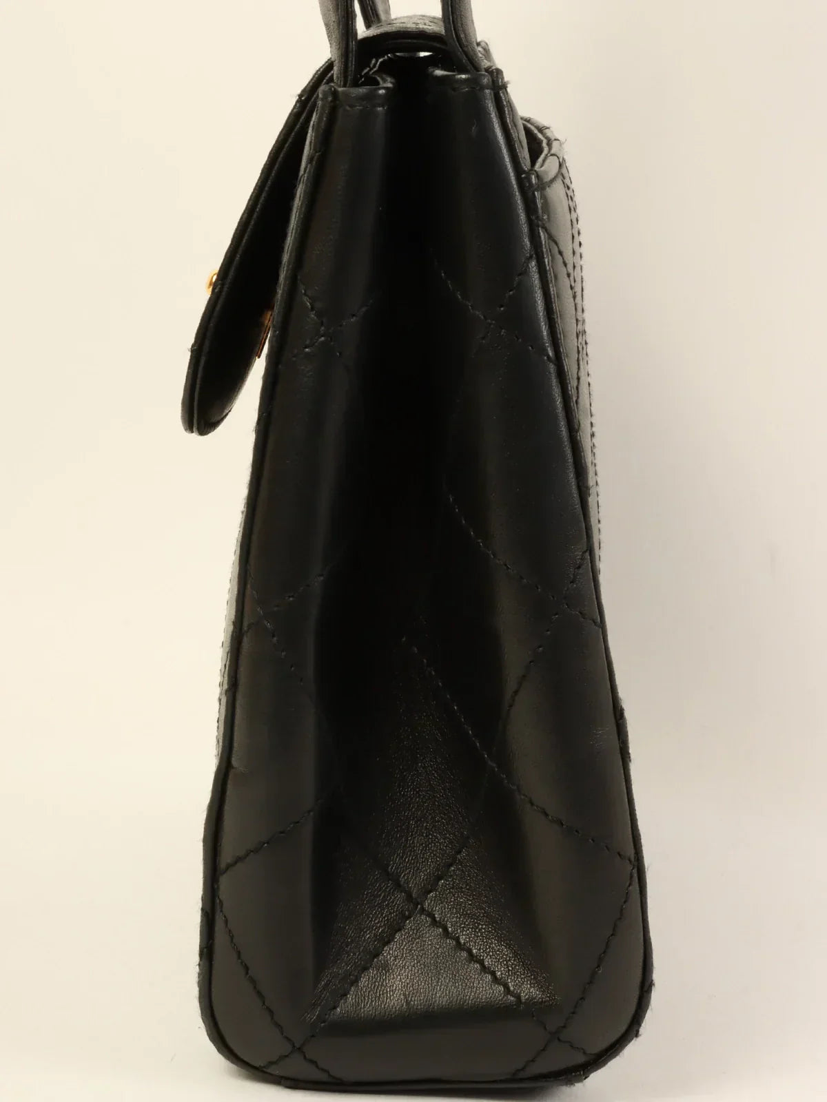 CHANEL Around 1998 Made Turn-Lock Top Handle Bag Black