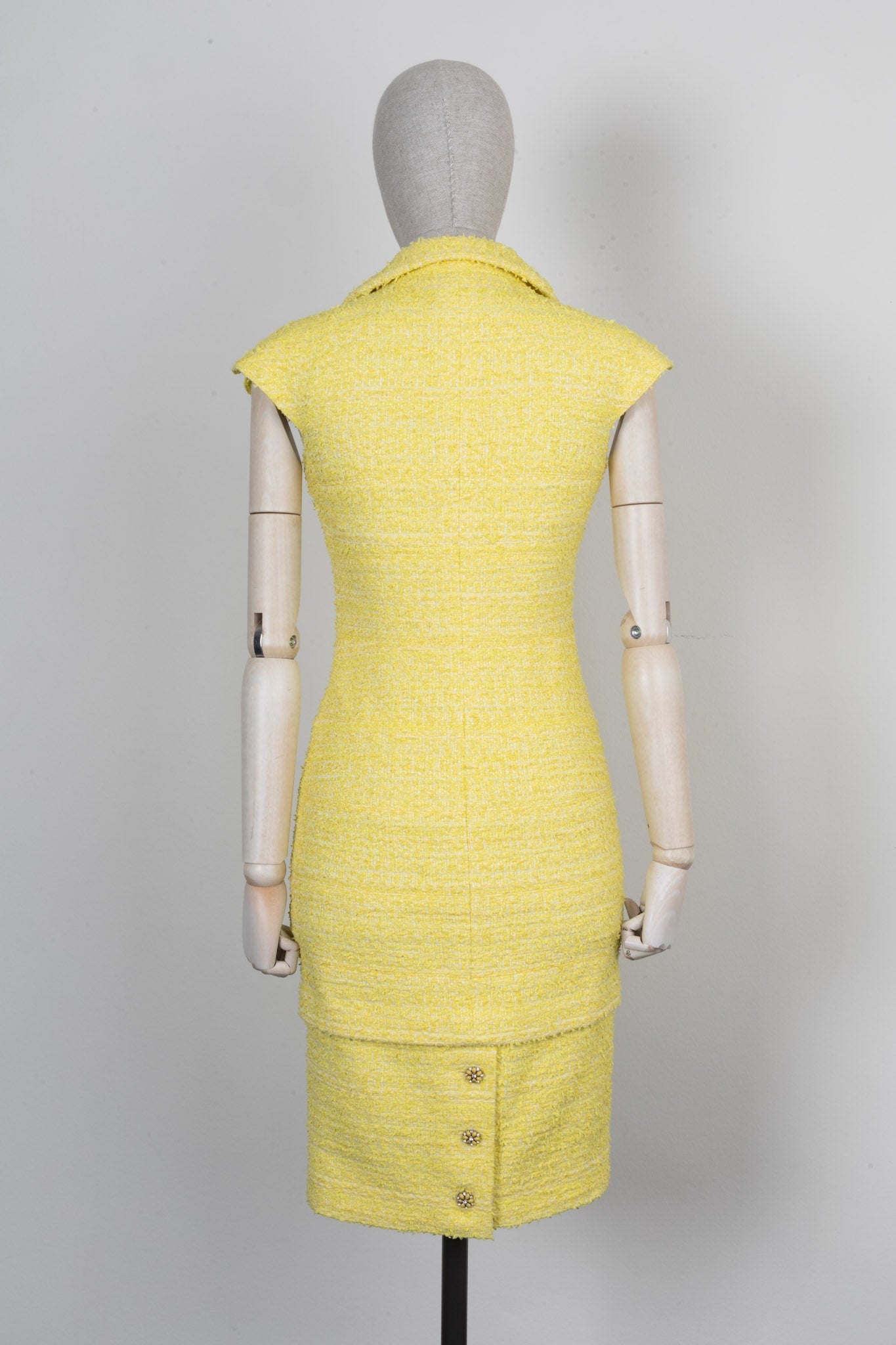CHANEL Dress Tweed Yellow 12C