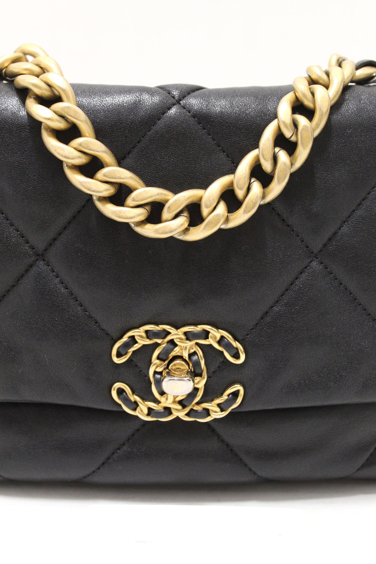 Chanel 19 Medium Black Quilted Lambskin Leather Shoulder Crossbody Bag