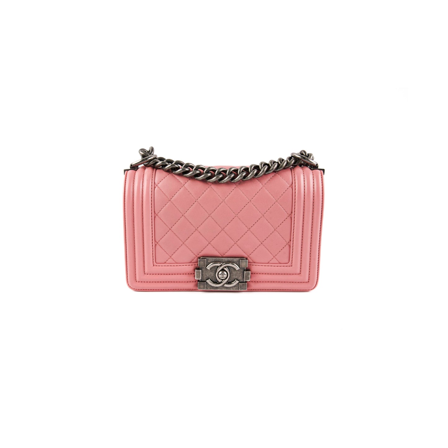 Chanel Small Lambskin Boy Pink Crossbody Bag