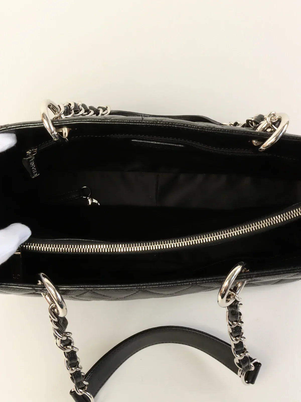 CHANEL Around 2014 Made Caviar Skin Cc Mark Stitch Chain Tote Bag Black