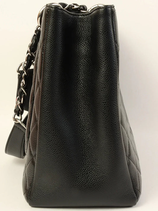CHANEL Around 2014 Made Caviar Skin Cc Mark Stitch Chain Tote Bag Black