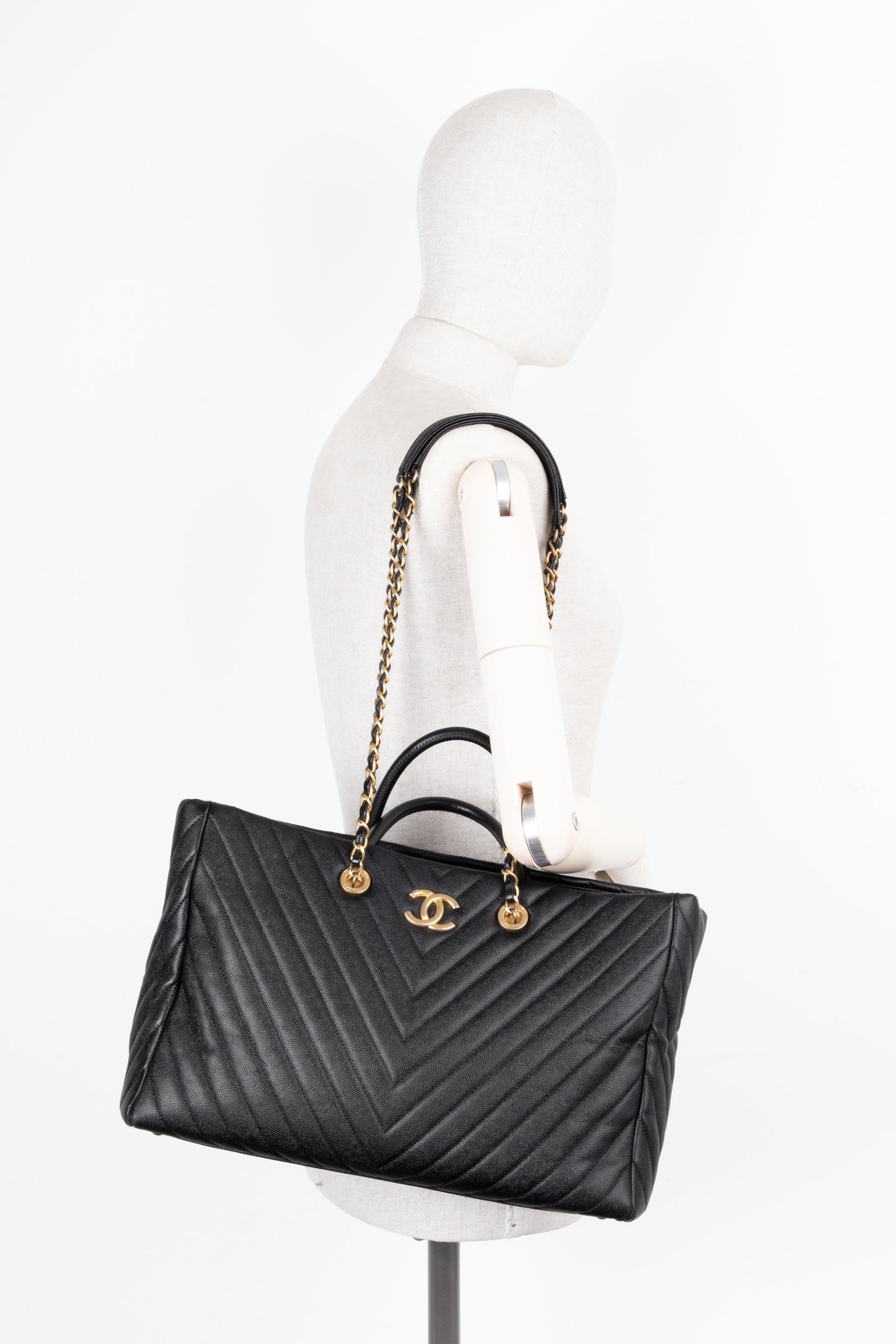 CHANEL Executive 2 Way Tote Bag Leather Black