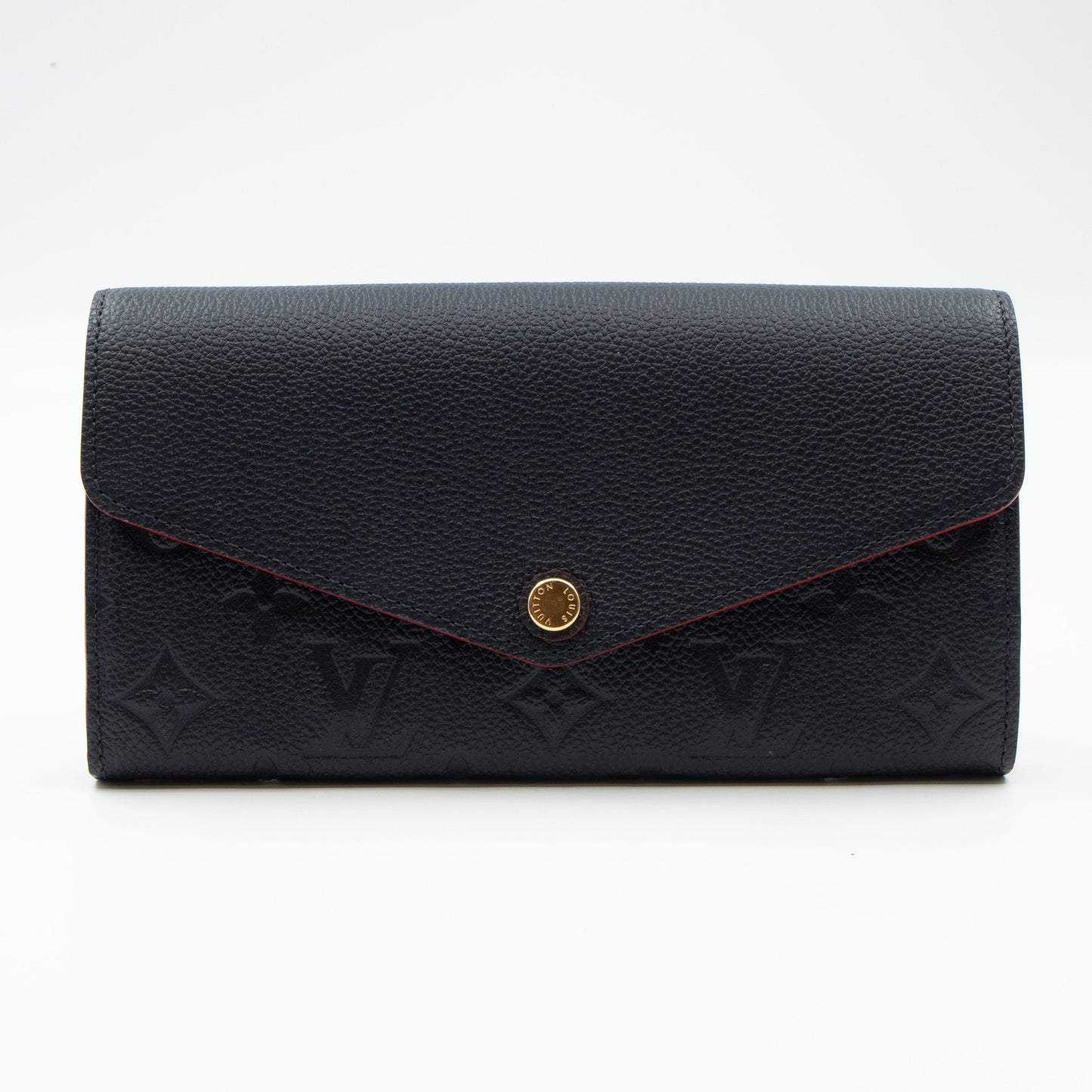 Sarah Wallet Monogram Empreinte Marine Rouge