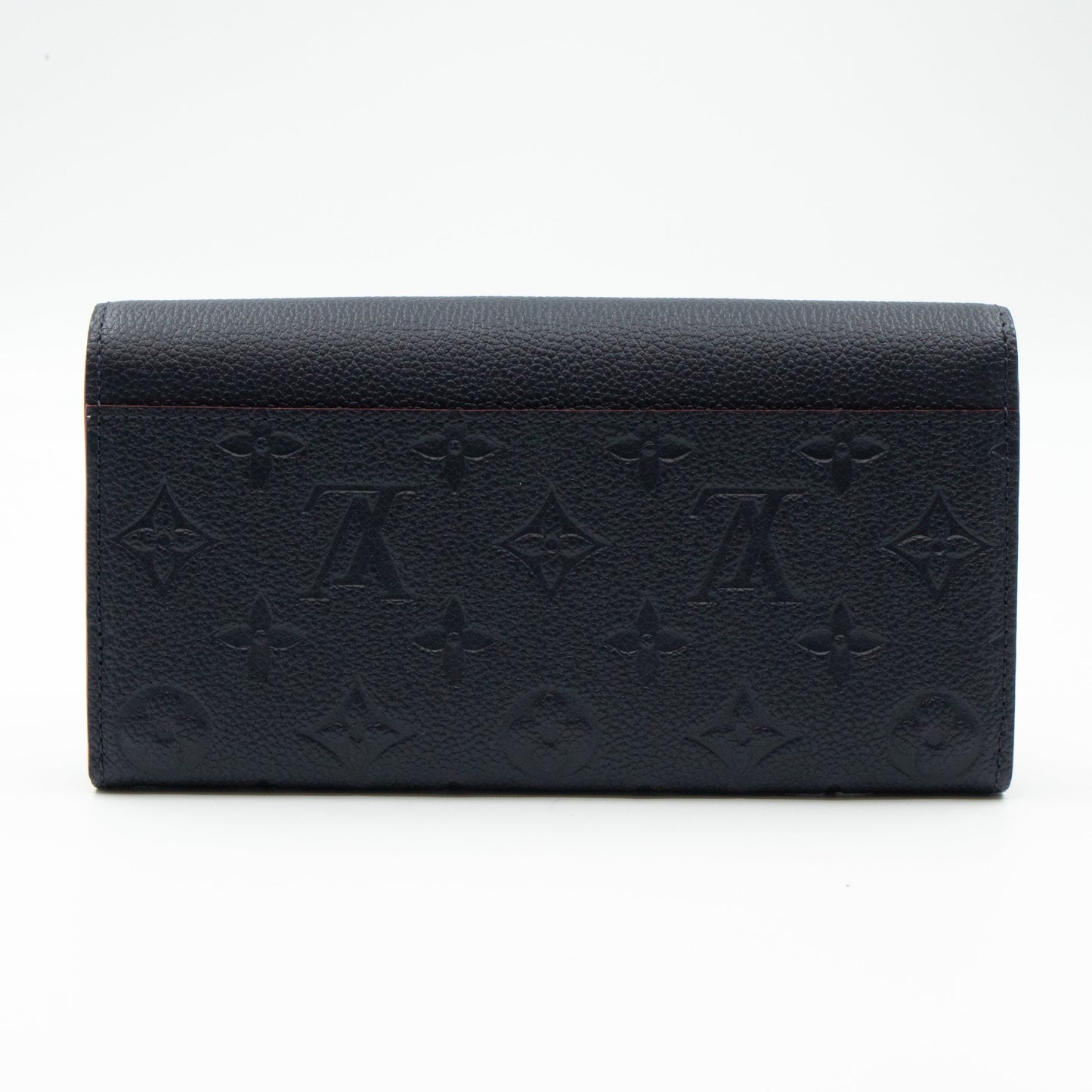 Sarah Wallet Monogram Empreinte Marine Rouge