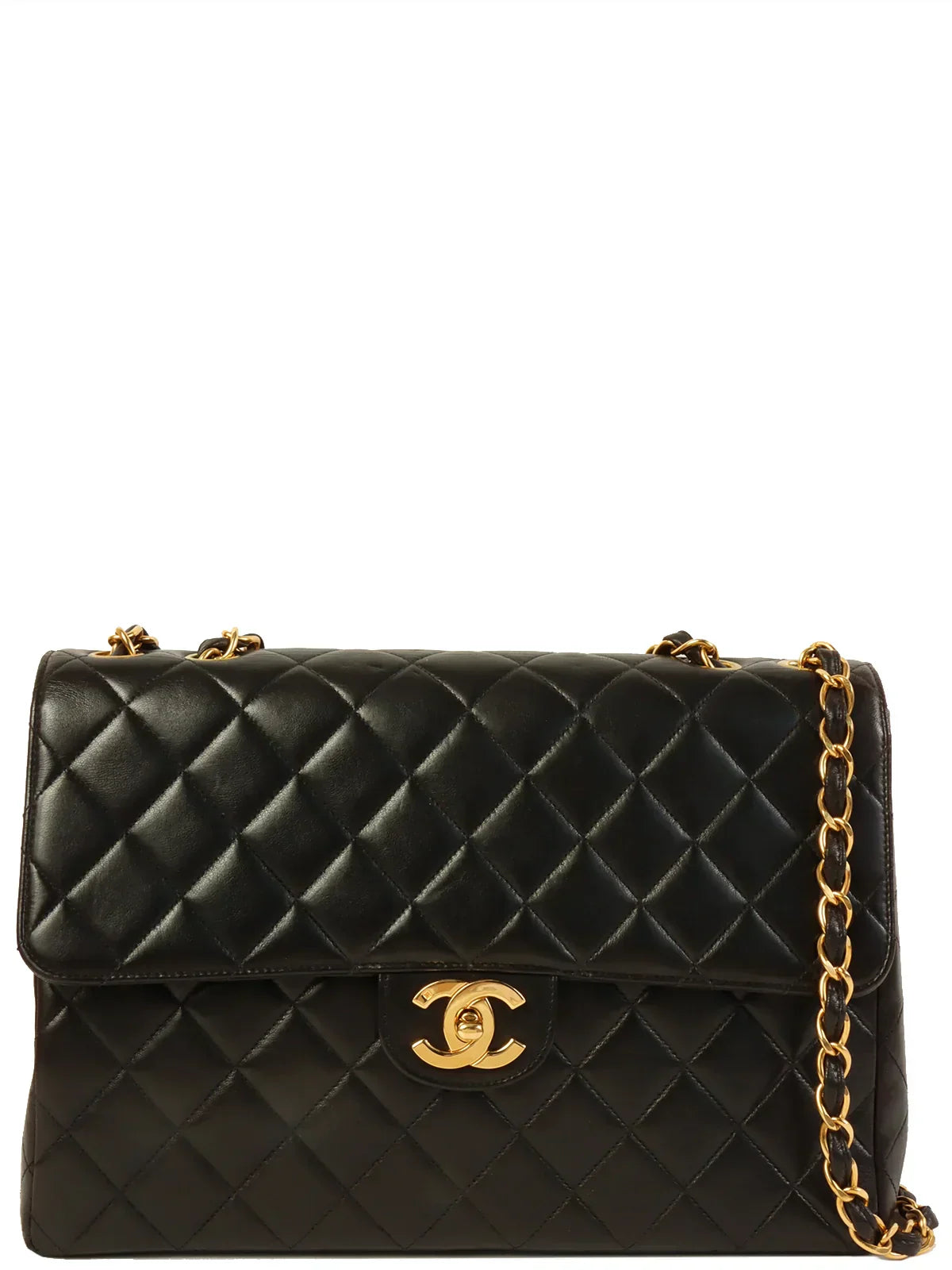 CHANEL Around 1997 Made Classic Flap Chain Bag Jumbo Black