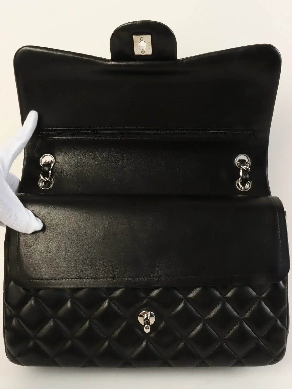 CHANEL Aroud 2010 Made Classic Flap Chain Bag Jumbo Black