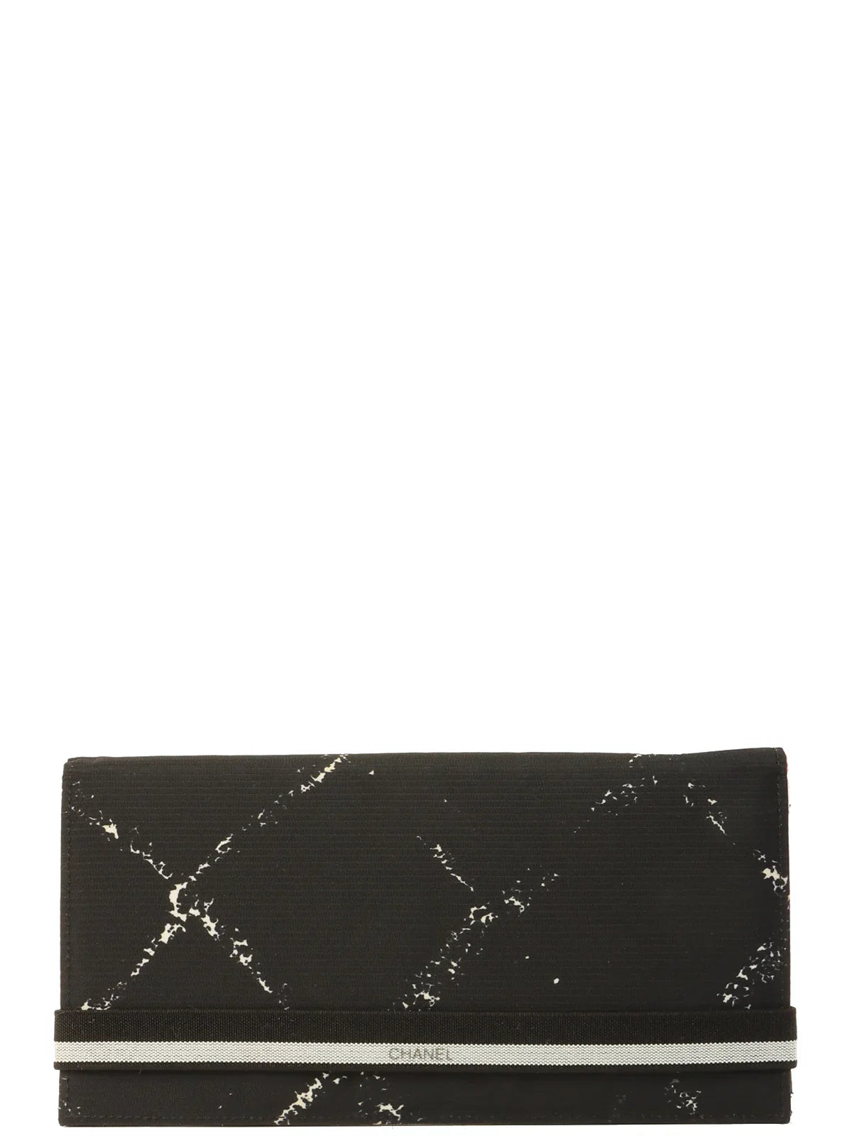 CHANEL Around 1998 Made Travel Nylon Long Wallet Black