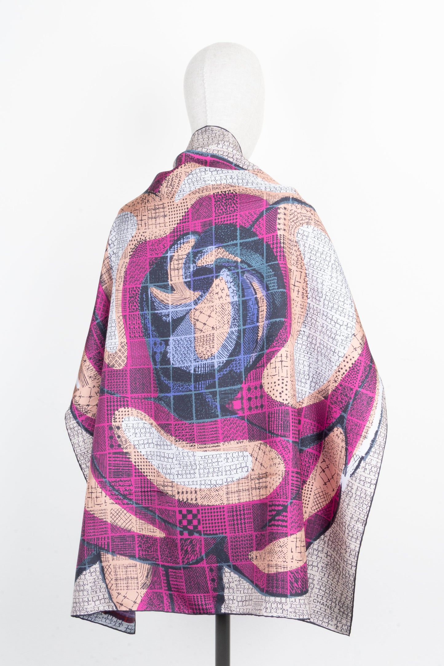 CHANEL Camellia Scarf Silk Multicolor
