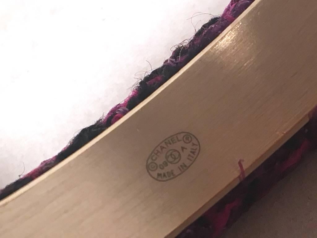 CHANEL Purple Tweed and Steel Bangle Bracelet