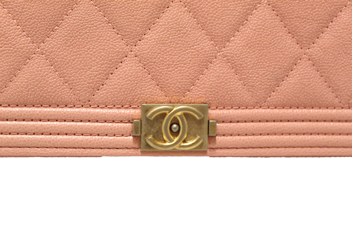 Chanel Light Pink Caviar Quilted Boy Wallet On Chain WOC