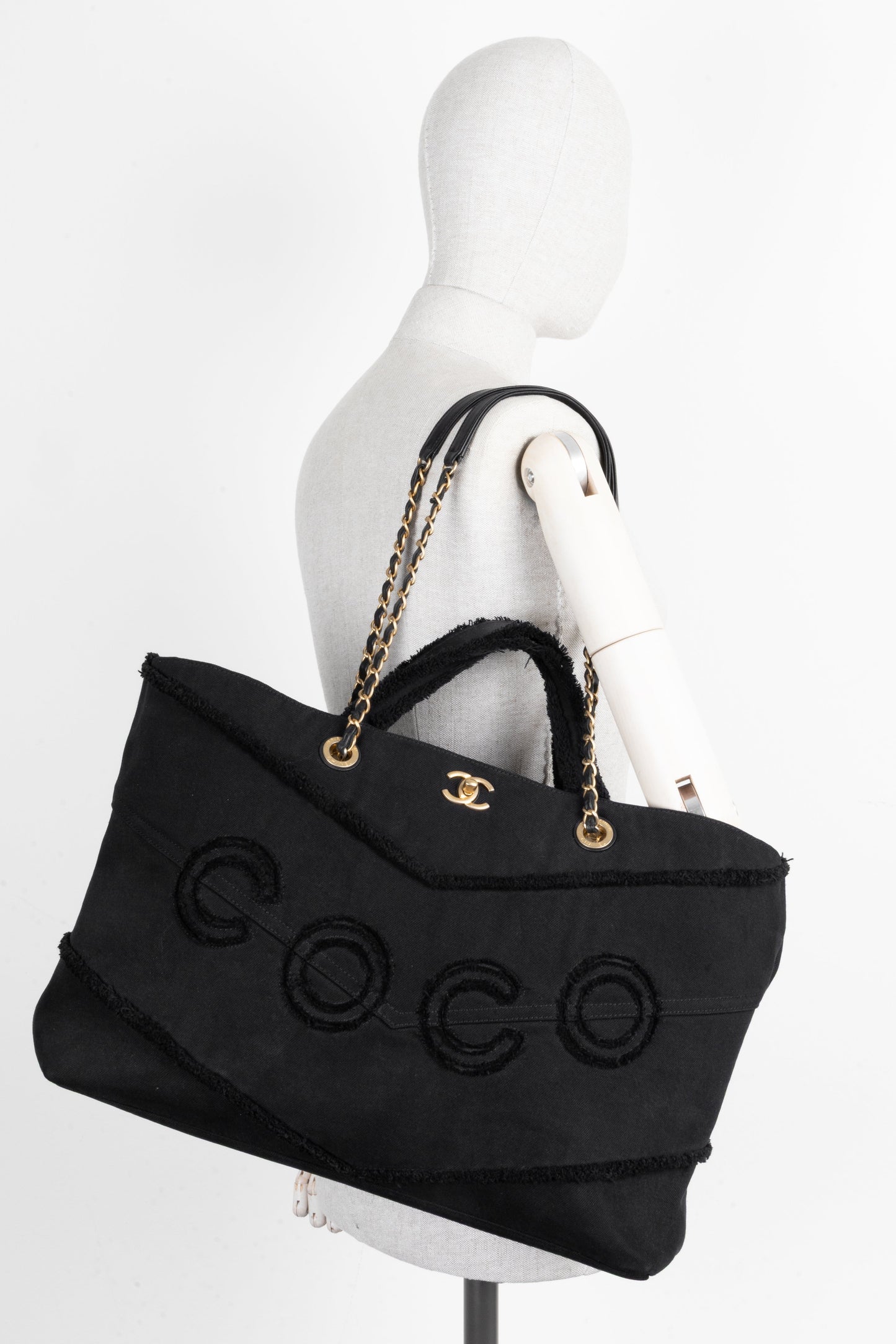 CHANEL Coco Tote Bag Canvas Black