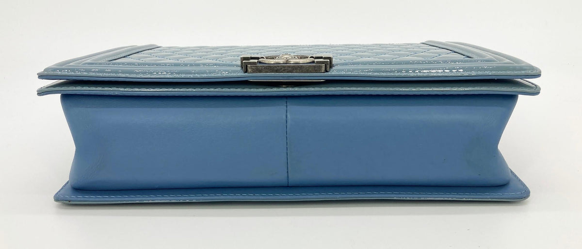 Top Quality Chanel Light Blue Patent Large Boy Bag