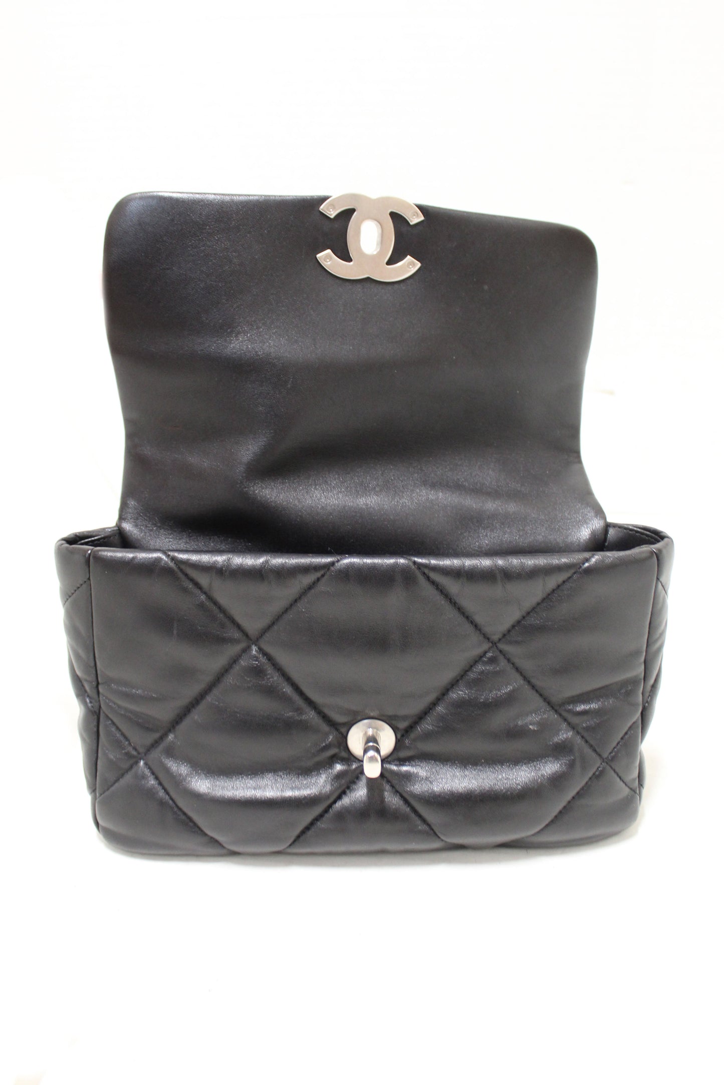 Chanel  Medium Black Quilted Lambskin Leather Shoulder Crossbody Bag