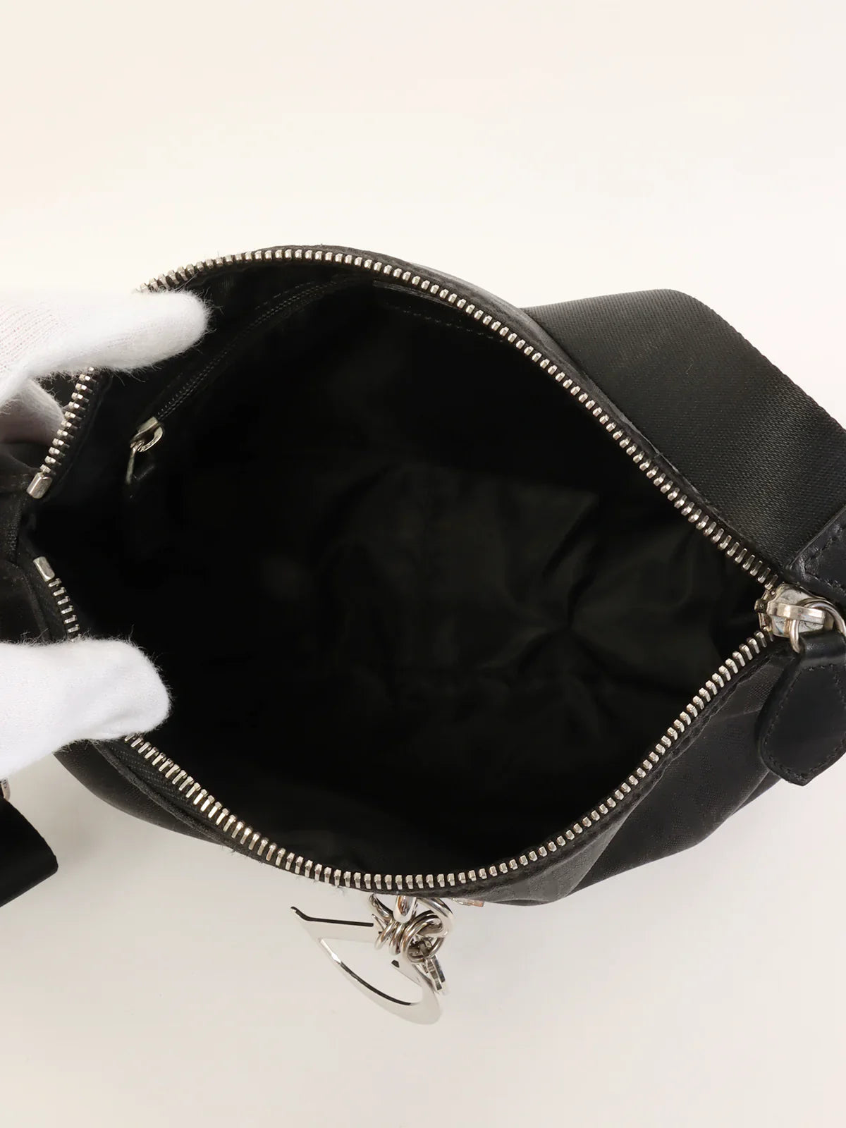 DIOR Trotter Pattern Logo Charm Shoulder Bag Black