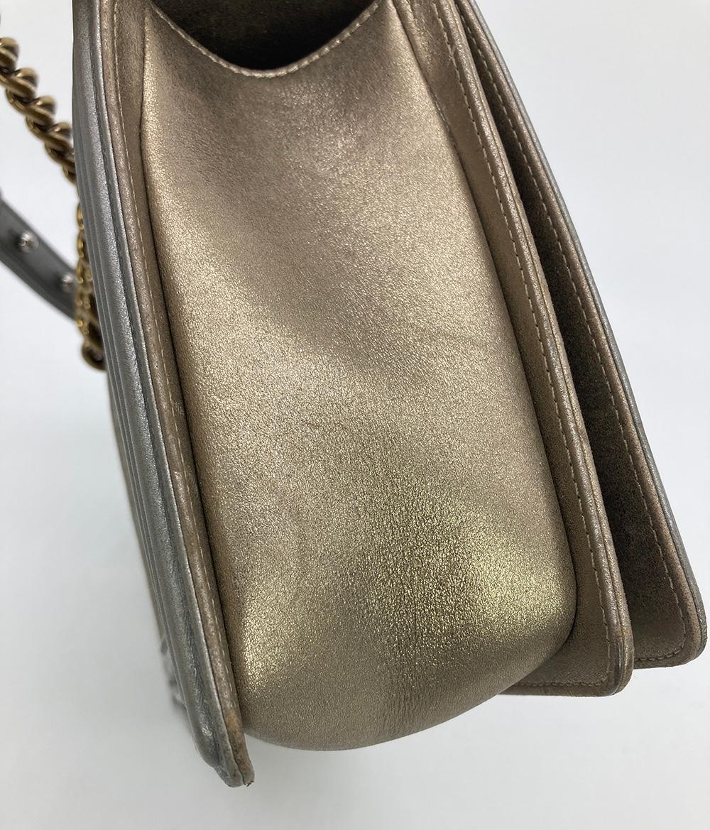 Top Quality Chanel Gold Silver Leather Medium Boy Bag Classic New