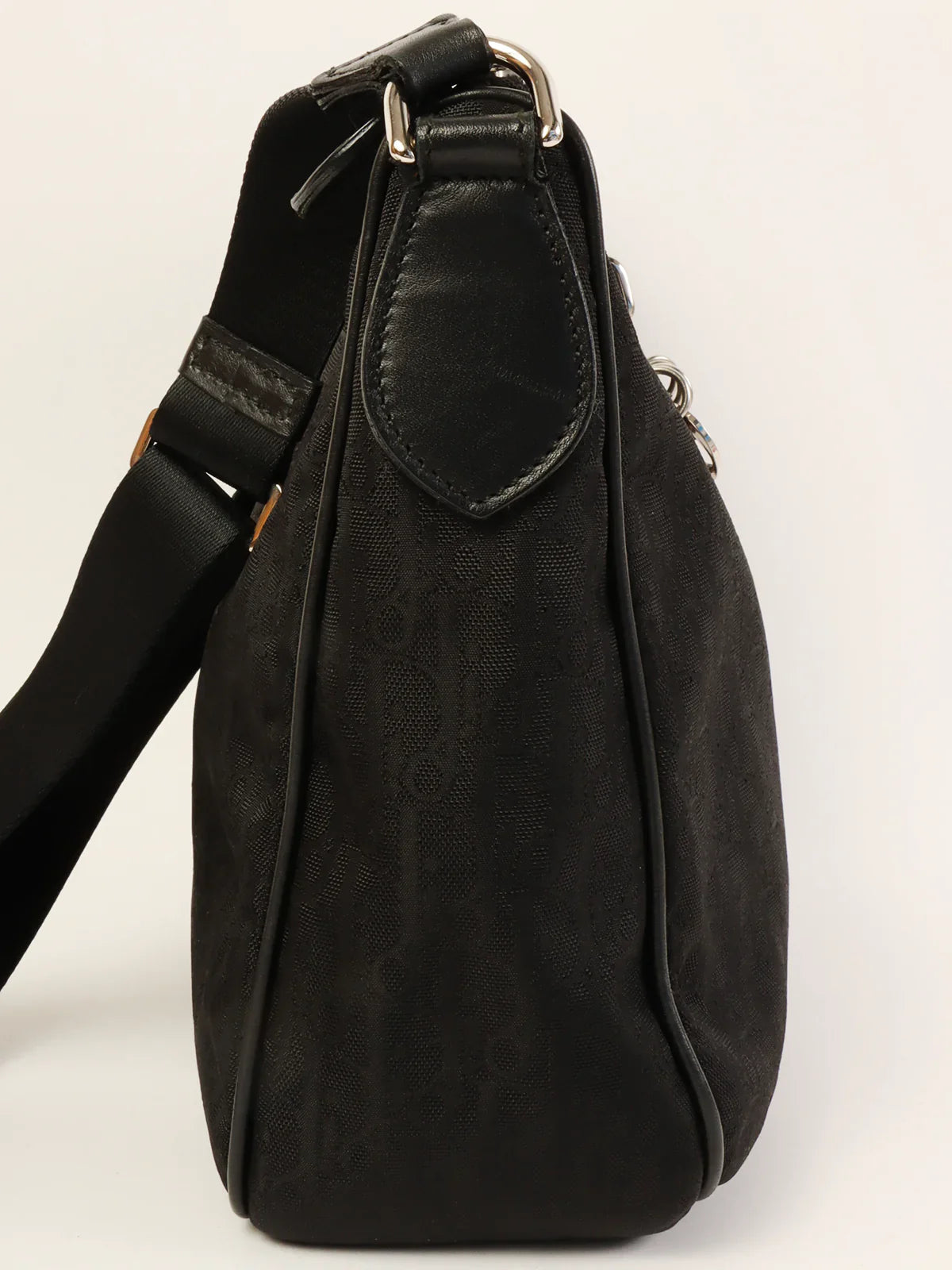 DIOR Trotter Pattern Logo Charm Shoulder Bag Black