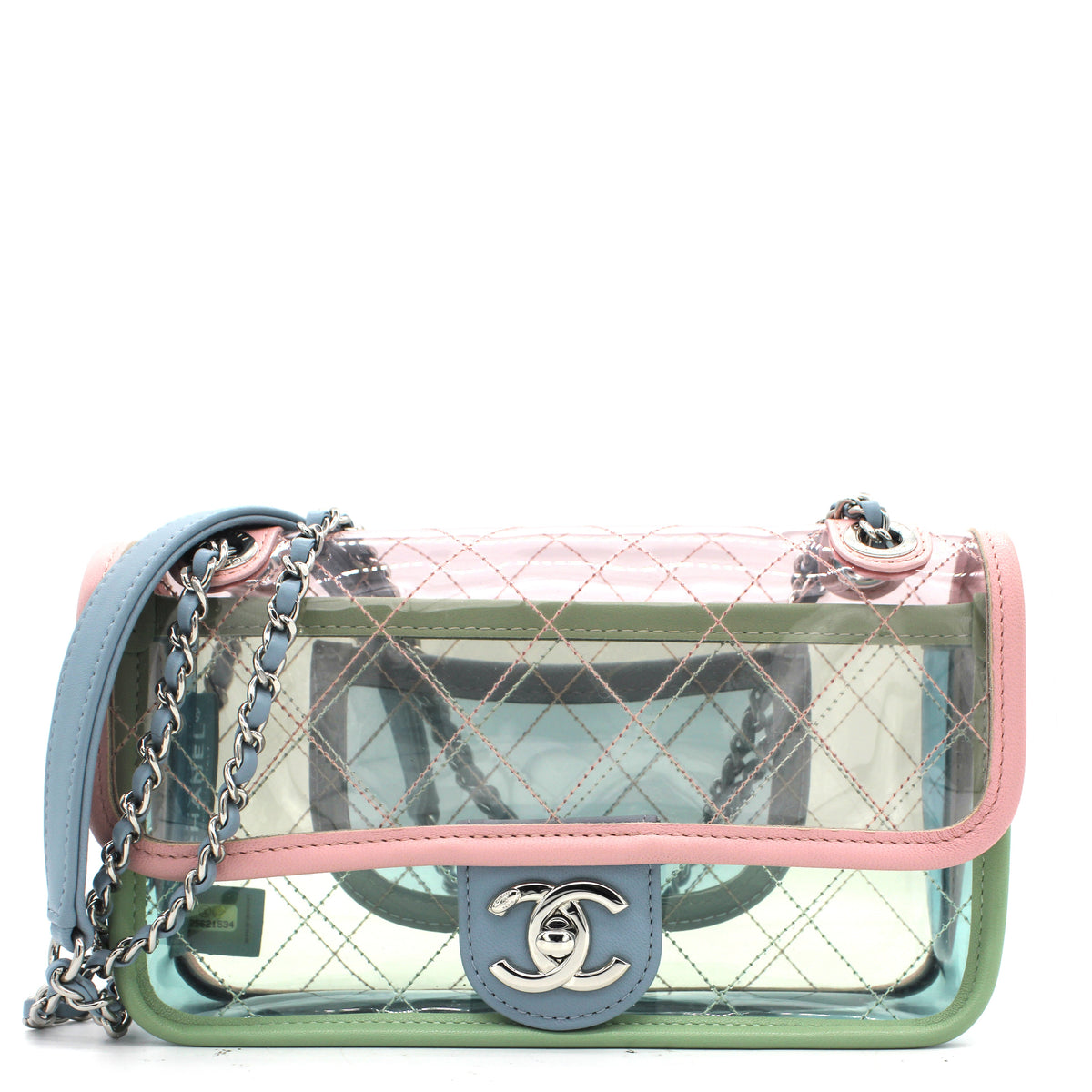 Chanel Lambskin PVC Quilted Mini Coco Splash Flap Blue Green