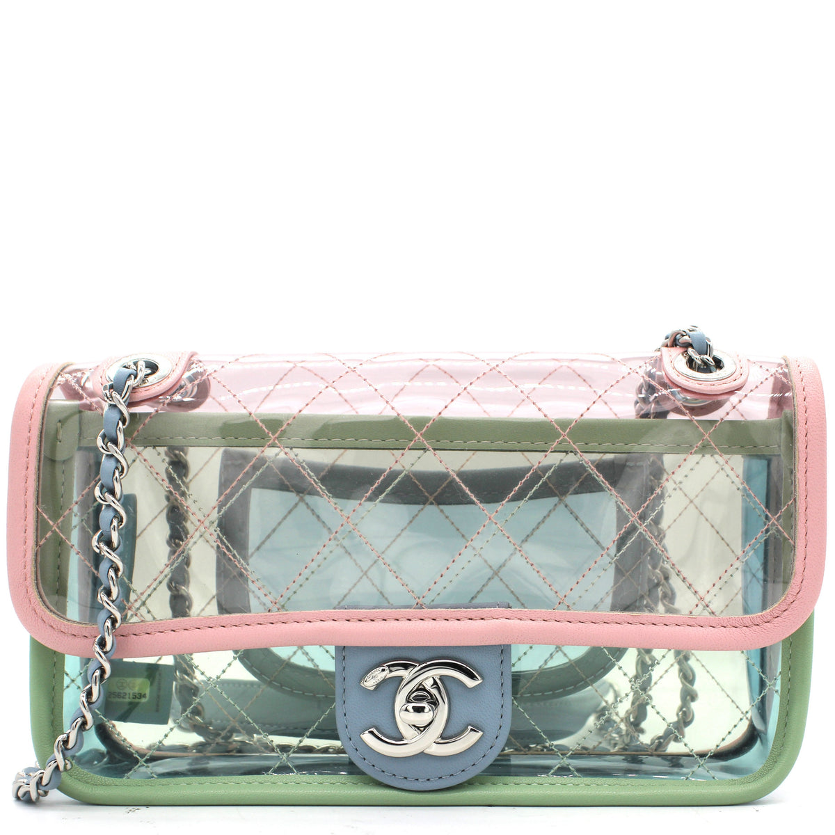 Chanel Lambskin PVC Quilted Mini Coco Splash Flap Blue Green