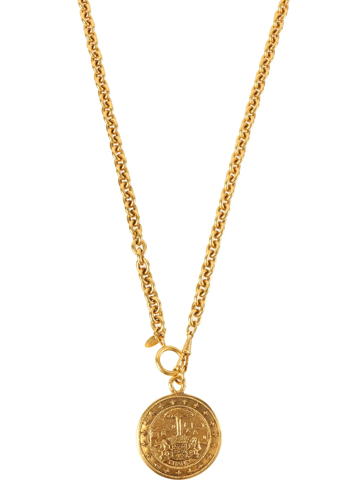 Top Quality Chanel Medal Necklace Gold